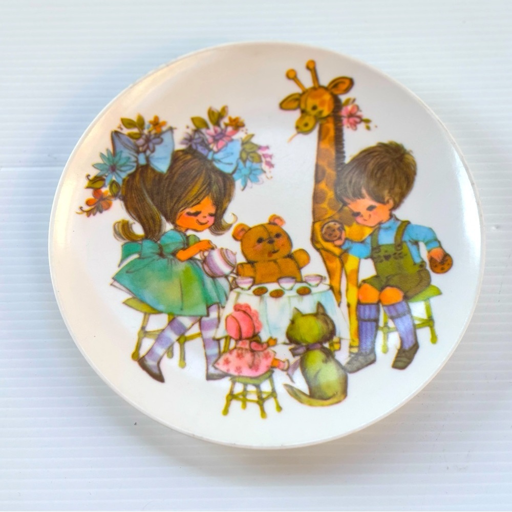 Vintage Melamine Children's Plate Teddy Bear